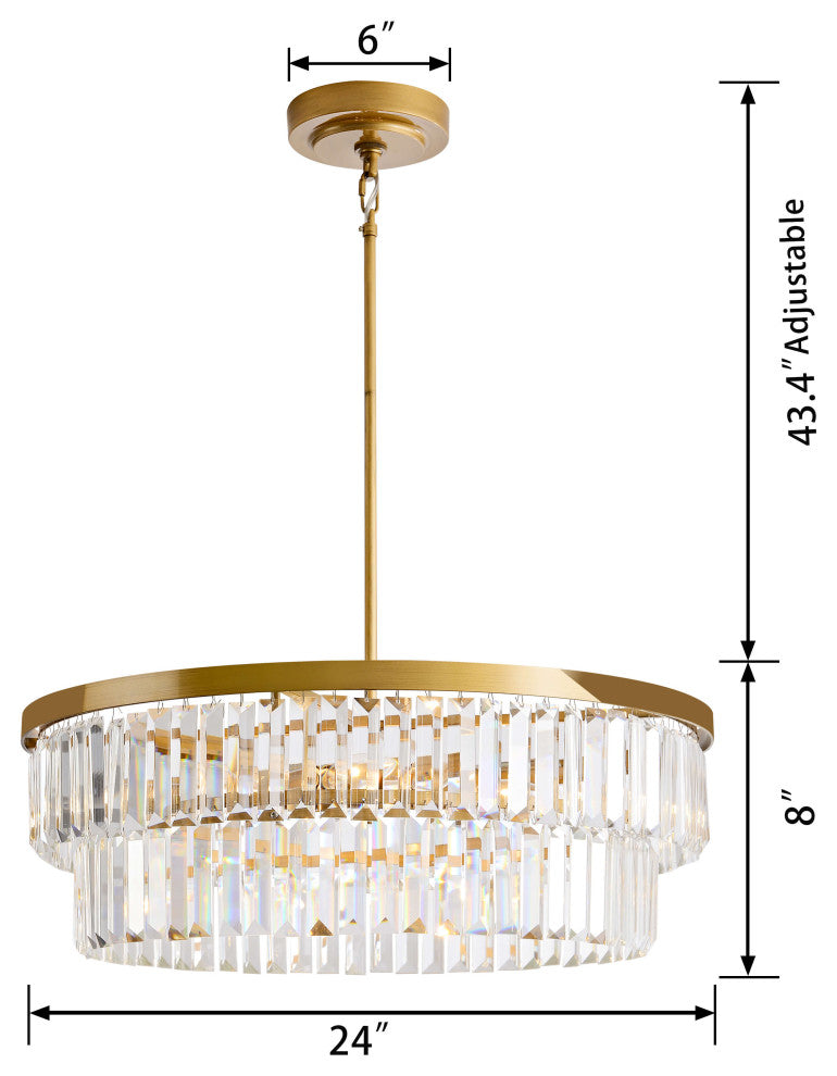 Eva 6-light Glam Crystal Glass Prism Drum Tiered Chandelier