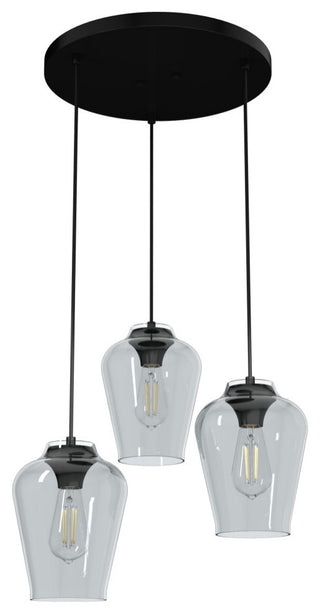 Vidria Matte Black 3 Light Cluster Ceiling Light Fixture