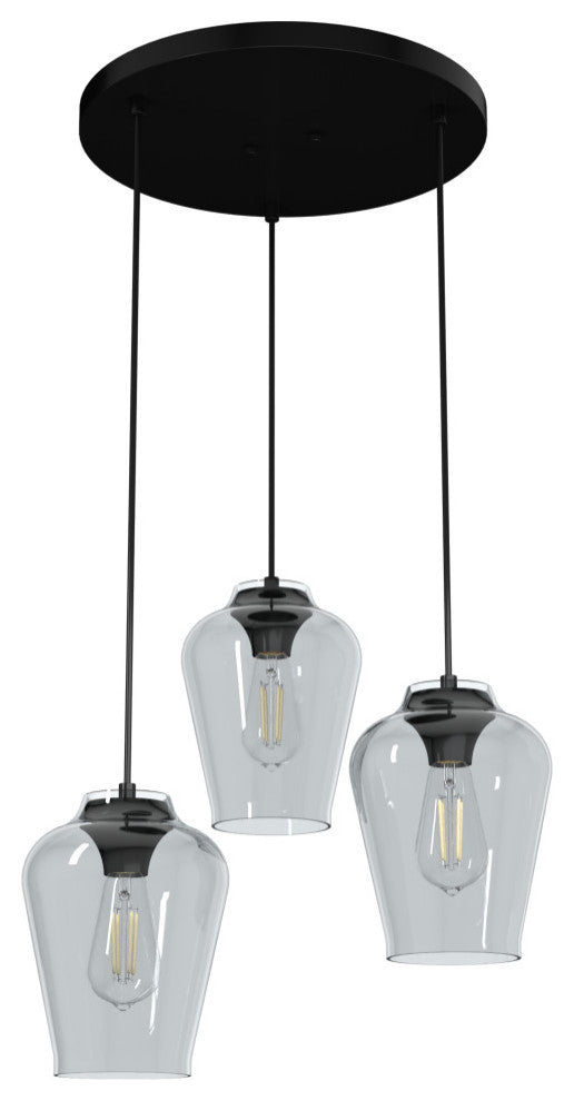 Vidria Matte Black 3 Light Cluster Ceiling Light Fixture