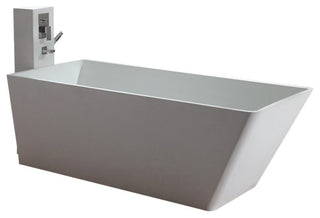 ADM Rectangular Freestanding Bathtub, Matte White, 66.9"