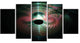 Green Pink Magical Lights, Contemporary Art on Canvas, 60"x32", 5 Panels