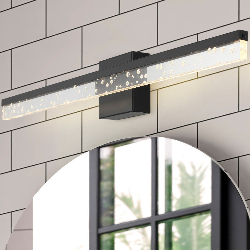 Mario 22" 1-Light 360-Degree Rotatable Integrated LED, Black/Clear, Width: 30"