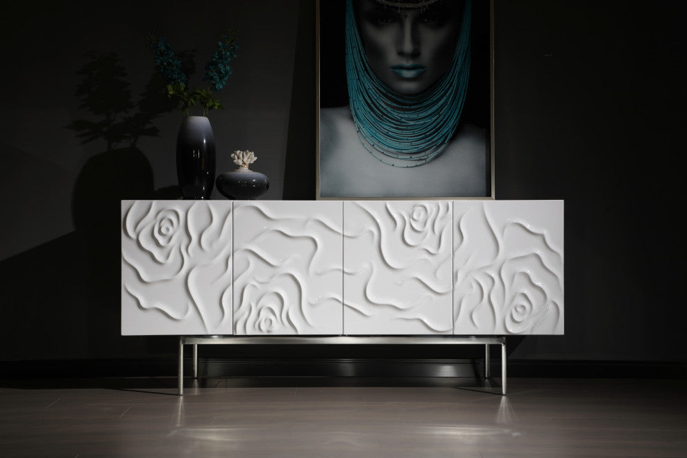 Modrest Gwen Modern White High Gloss Buffet