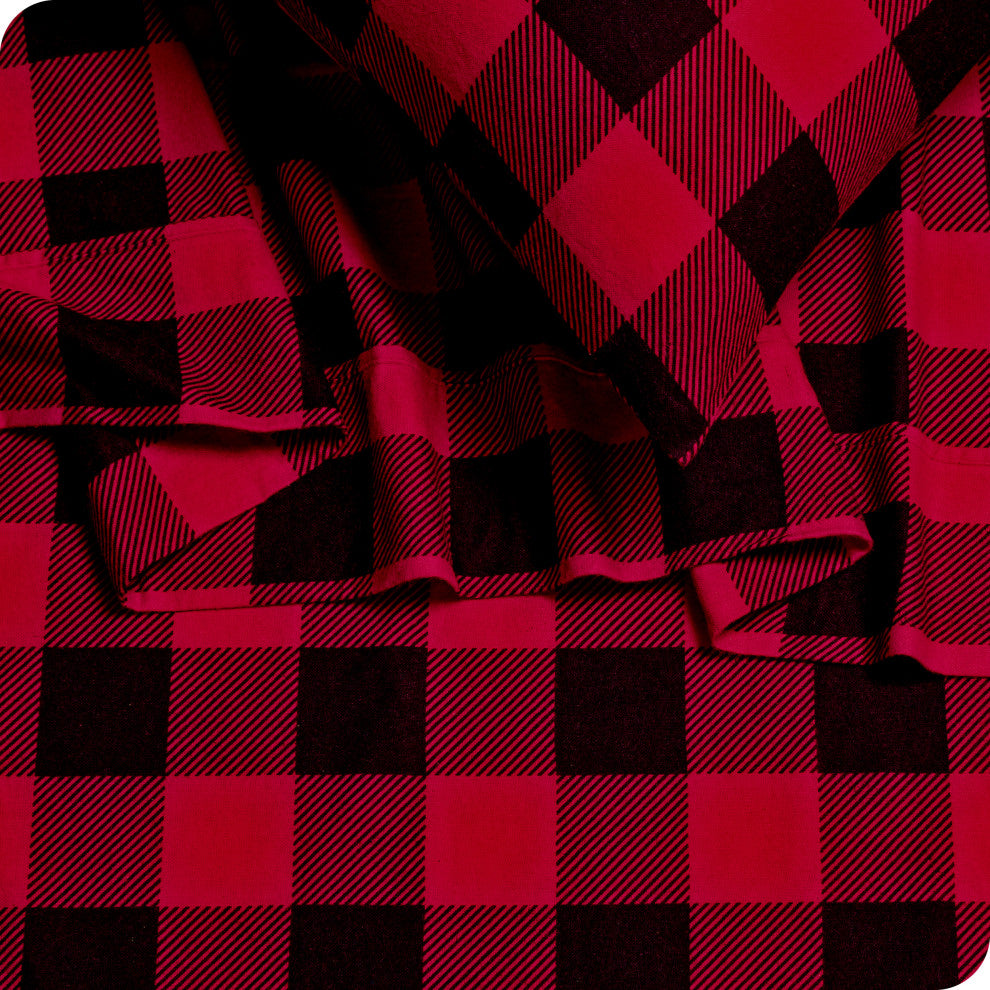 Bare Home Cotton Flannel Sheet Set, Buffalo Plaid - Red/Black, Full