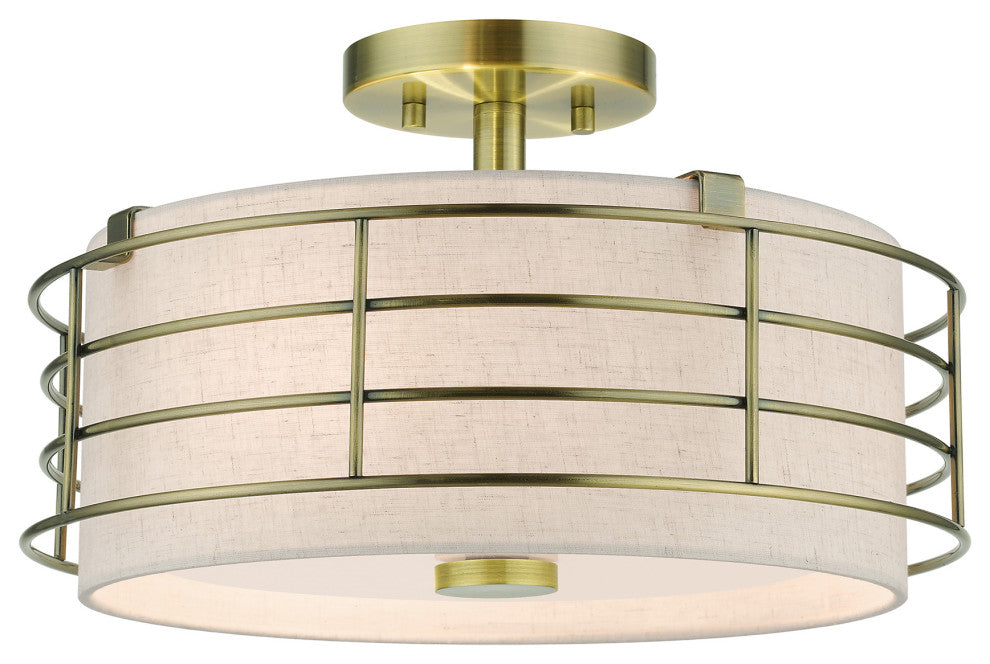 Blanchard 3-Light Antique Brass Large Semi-Flush