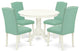 5Pc Round 42" Dinette Table, Four Parson Chair, White Leg, Pu Leather Color Pond