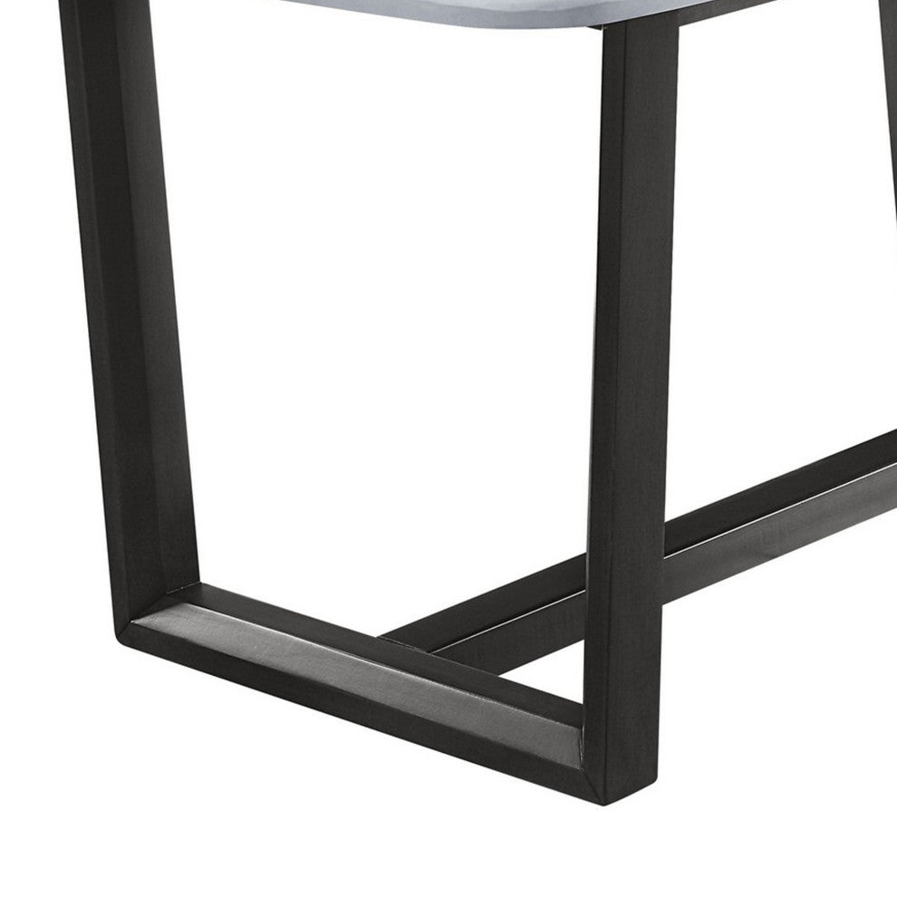 Benzara BM251305 Dining Table With Marble Top and Trestle Base, Gray