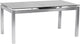 Ivan Extension Dining Table, Brushed Stainless Steel and Gray Tempered Glass Top