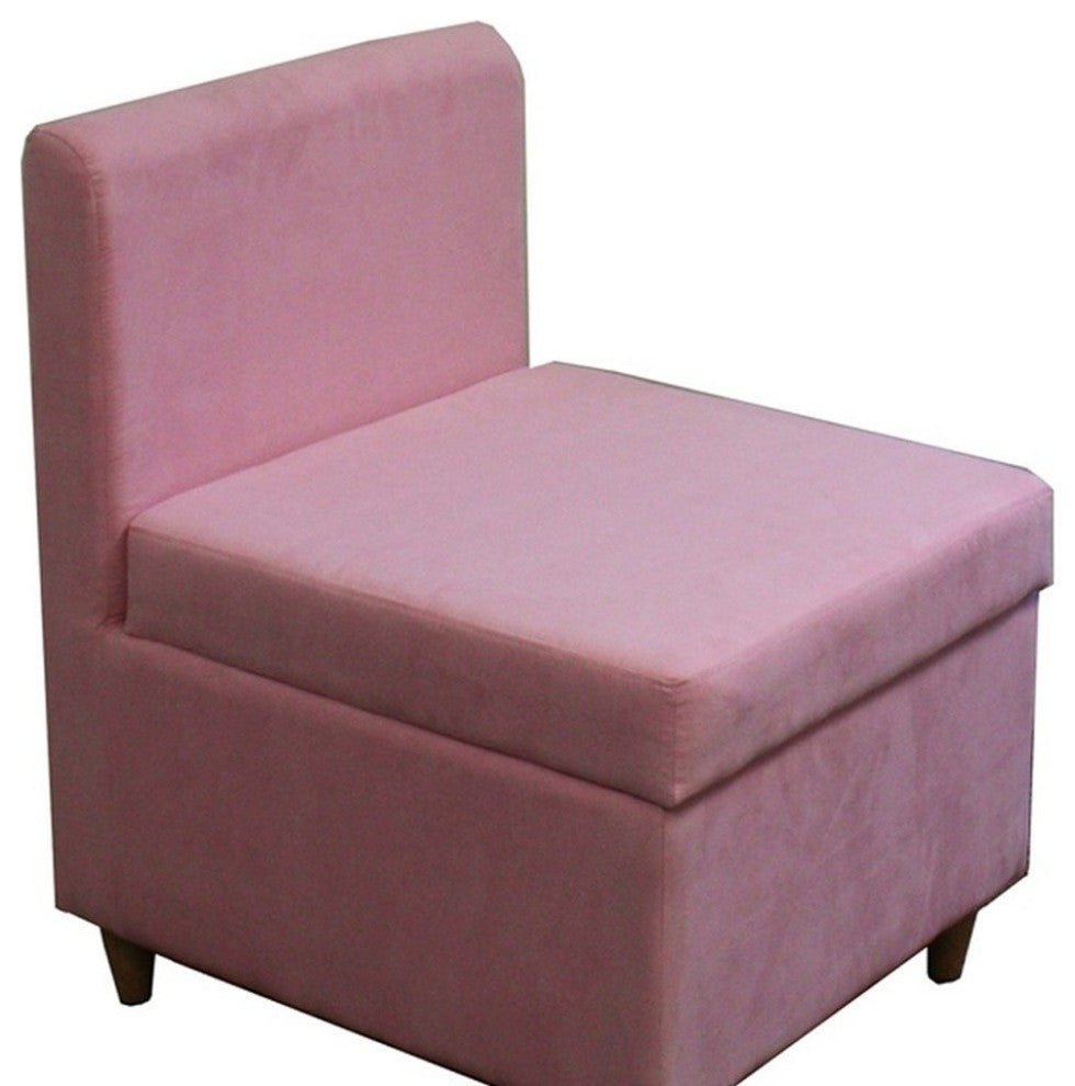 29" Mod Pink Mauve Microfiber Armless Accent Chair With Storage