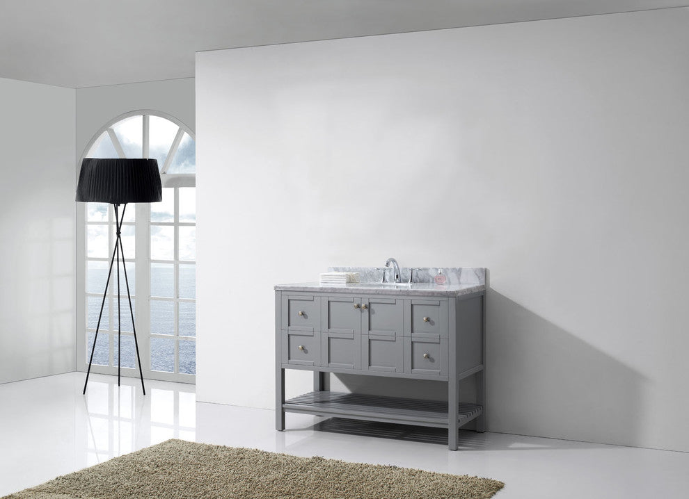 Winterfell 48" Single  Sink Grey Top Vanity in Grey with Brushed Nickel Faucet