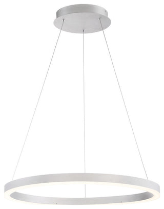 Spunto Oversized LED Small Ring Chandelier, Silver Finish With Opal Shade