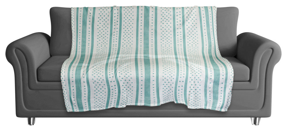 Watercolor Stripes Dots 50x60 Throw Blanket, Teal