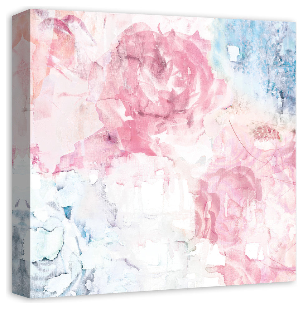 Pink Flower Watercolor 16x16 Canvas Wall Art