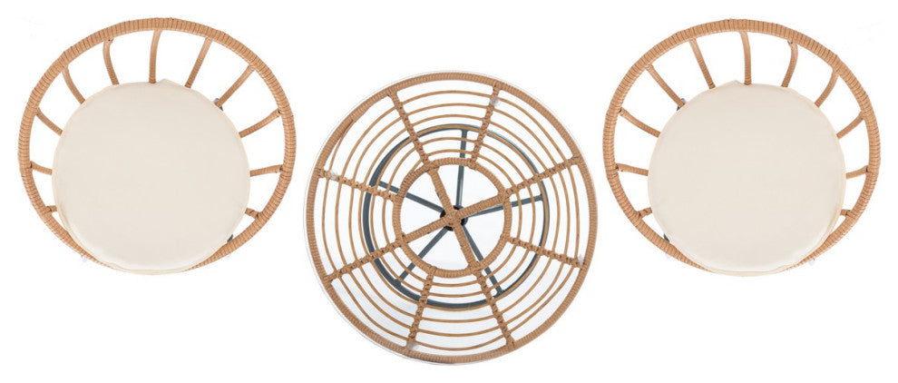 Safavieh Outdoor Lersa 3 Piece Lounger Set Natural/Beige