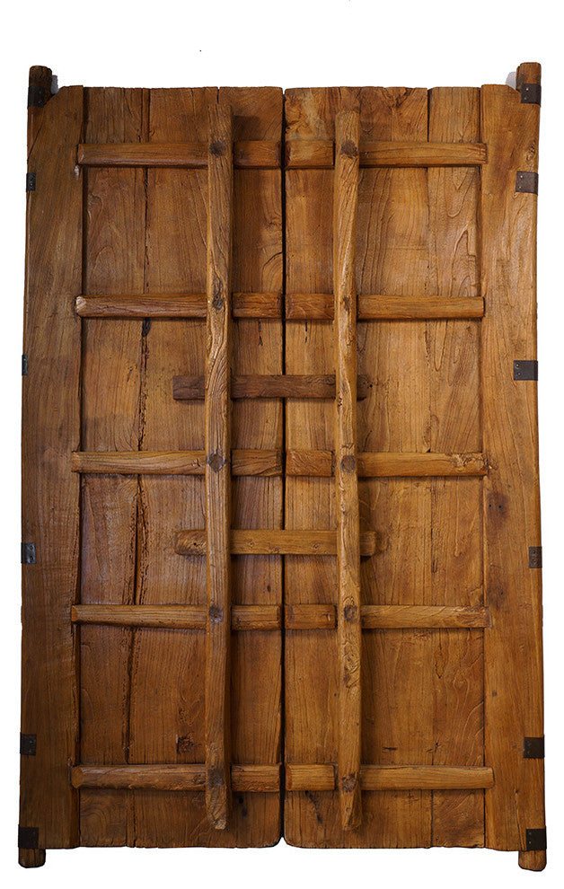 Consigned Antique Chinese Massive Court Yard Door Panels, 2-Piece Set