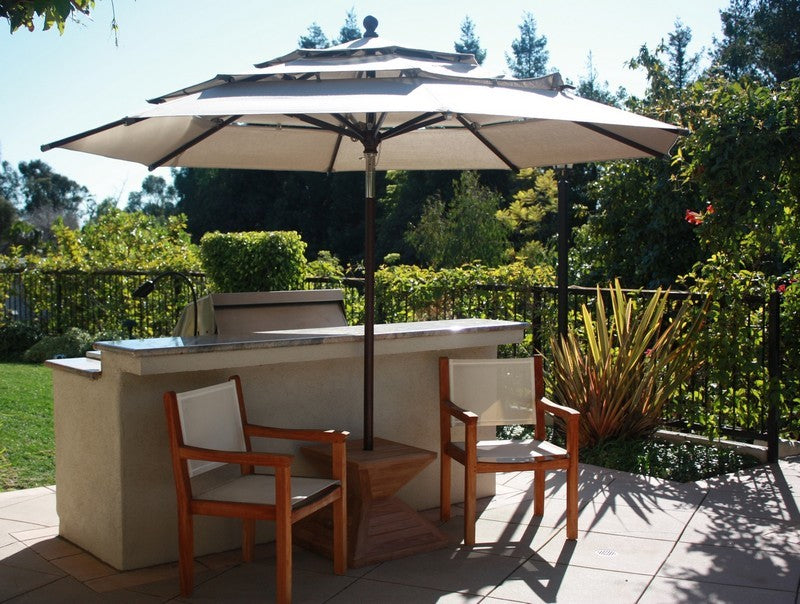 11' Round Market Umbrella Tilt Pulley Sunflower Yellow Sunbrella Cushion