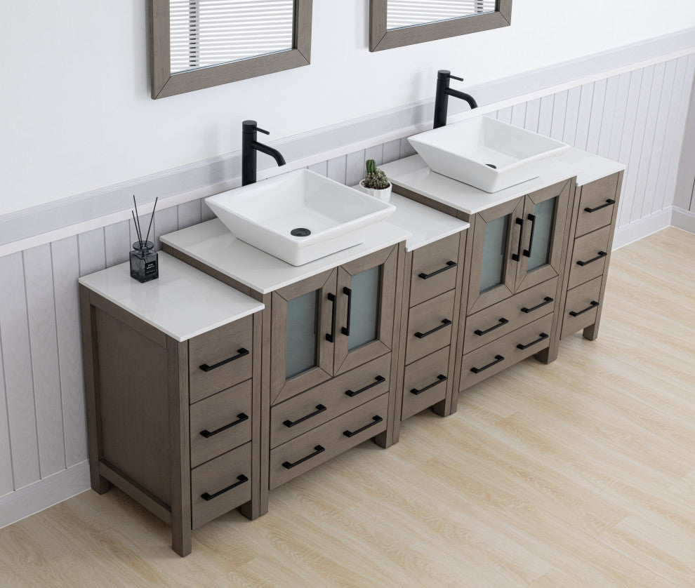 Vanity Art Bathroom Vanity Set With Sink, Driftwood Gray, 84", Standard Mirror
