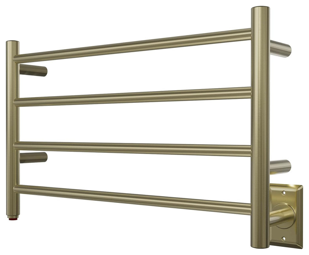 HEATGENE 4 Bar Wall-Mounted Plug-in / Hard-wiring Towel Warmer, Brushed Brass