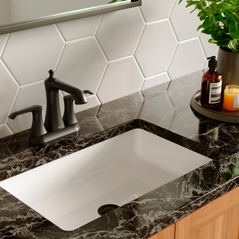 Karran 2-Hole 2-Handle Bathroom Faucet With Pop-Up Drain, Matte Black