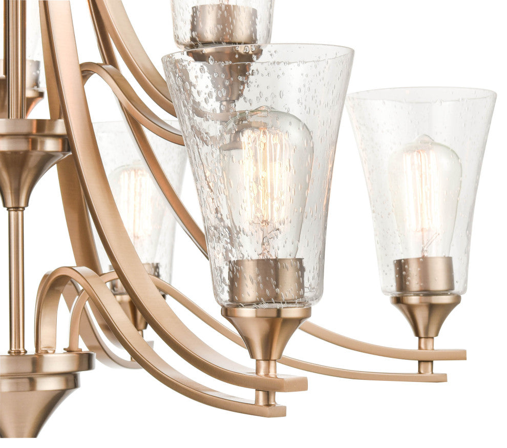 Natalie Collection 9 Light 32 in. Modern Gold Chandelier