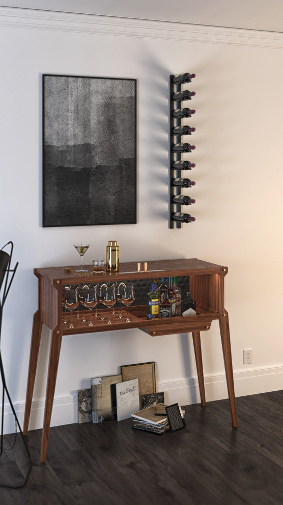 Vino Rails Flex 45 (cork forward modern wall mounted wine rack), Gunmetal, Standard Bottles (750ml)