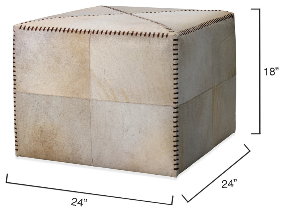 White Hide Ottoman, Large