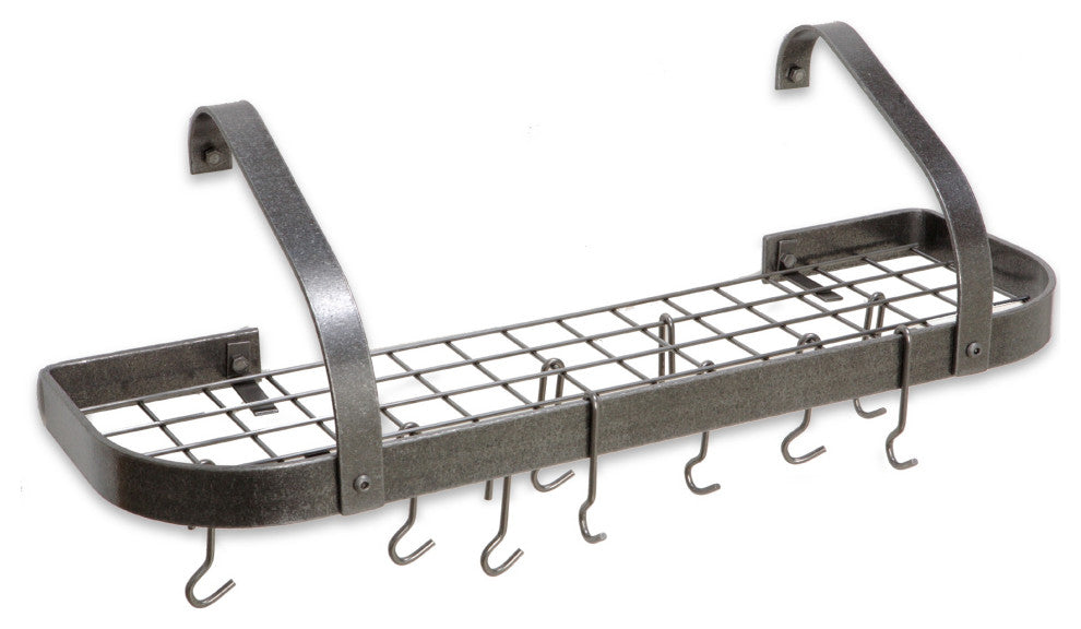 Handcrafted 32" Elite Bookshelf Wall Rack w 12 Hooks Hammered Steel