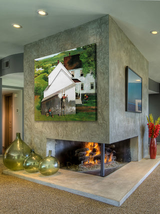 "Helping Dad Paint" Painting Print on Canvas by John Clymer