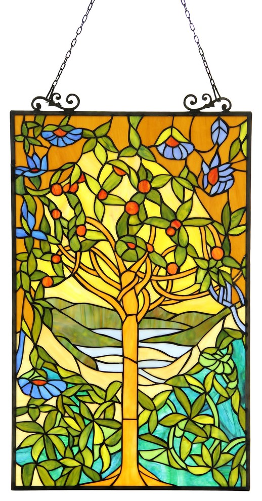 Eden Tiffany-Glass "Tree Of Life" Window Panel