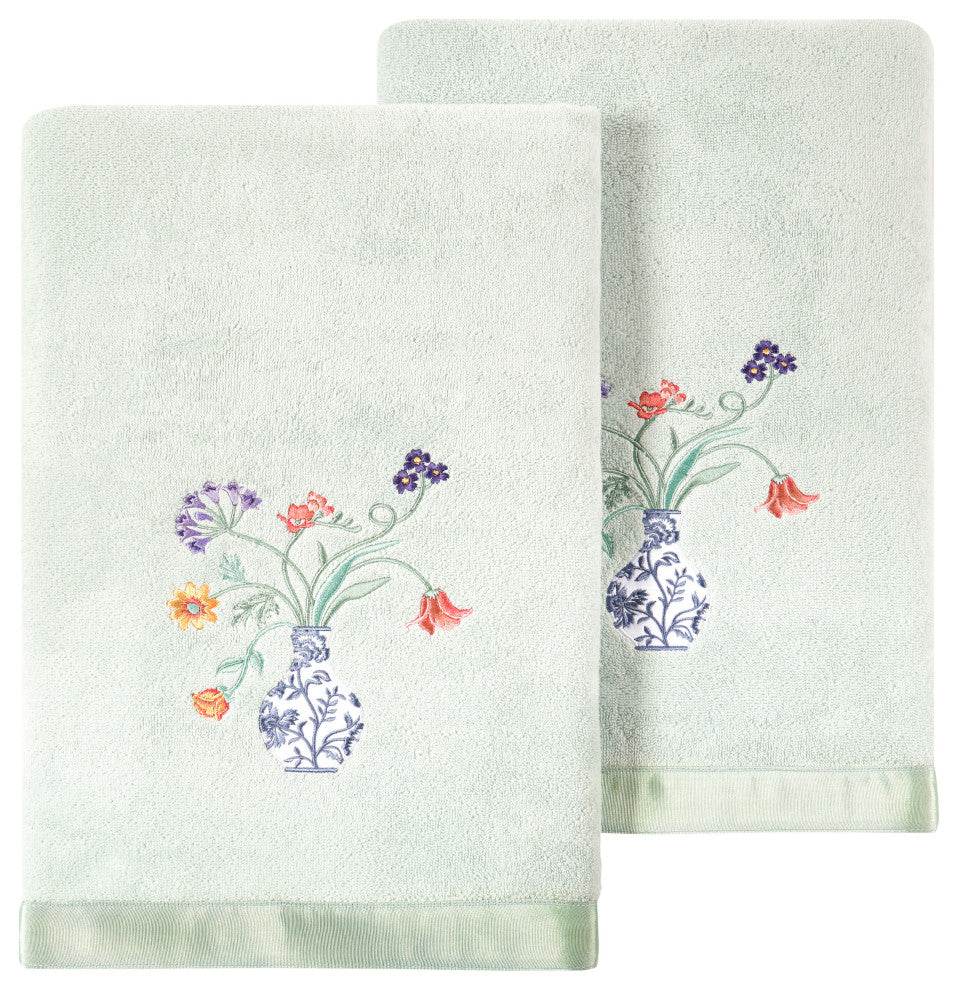 Linum Home Textiles 100% Turkish Cotton STELLA 2PC Embellished Bath Towel Set