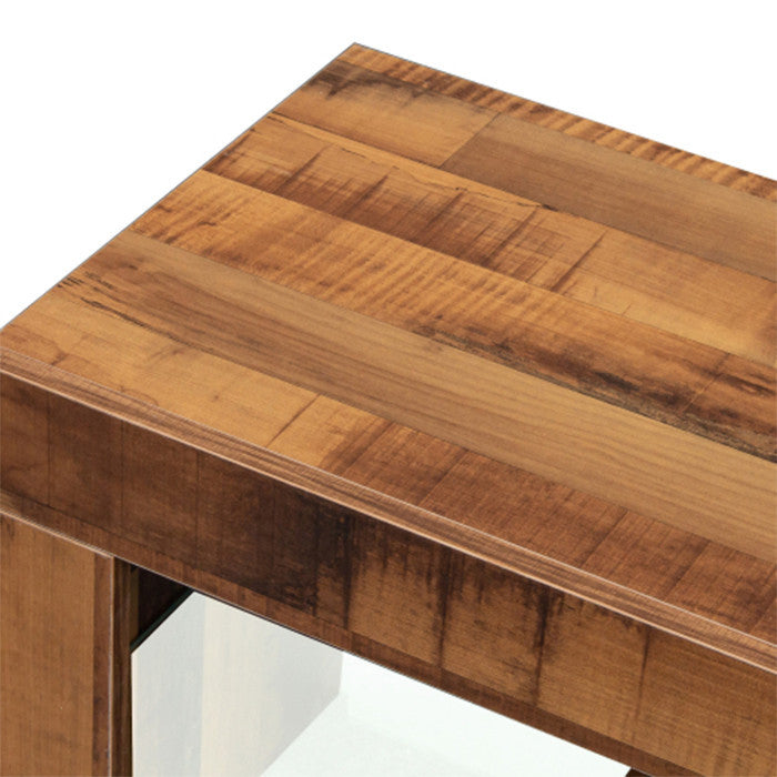 Walnut TV Stand with LED RGB Lights Flat Screen Particle Board TV Cabinet
