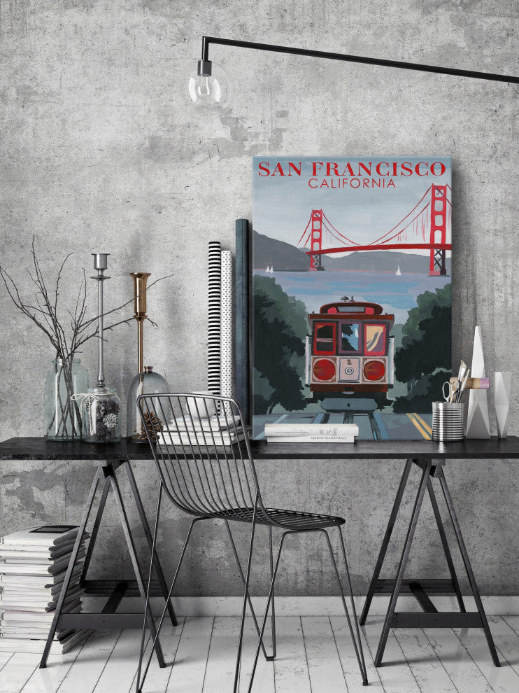"Iconic San Francisco Cable Car" Painting Print on Wrapped Canvas, 20x30