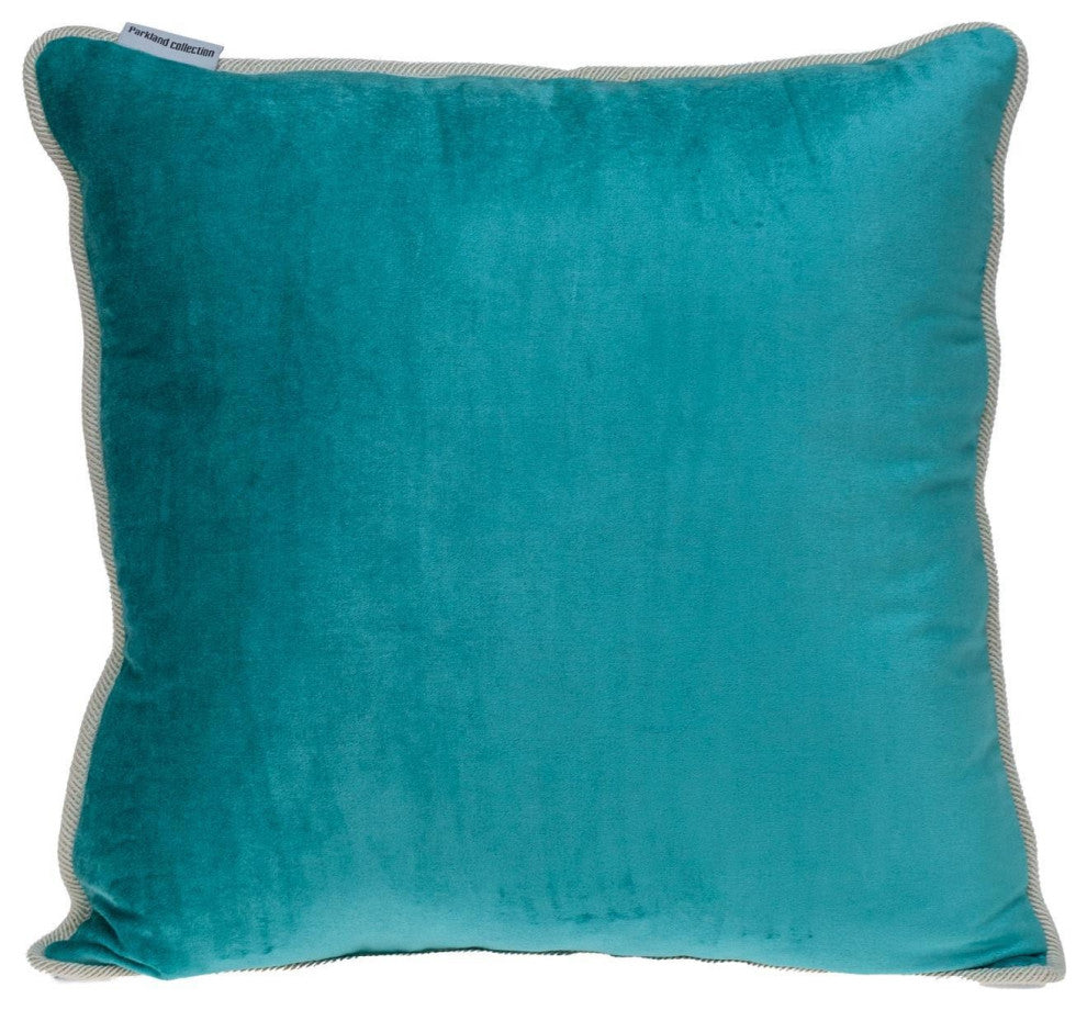 Reversible Royal and Aqua Square Velvet Throw Pillow