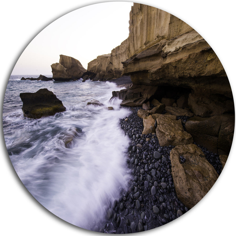Rolling Stones At Beach, Seashore Photo Round Wall Art, 23"