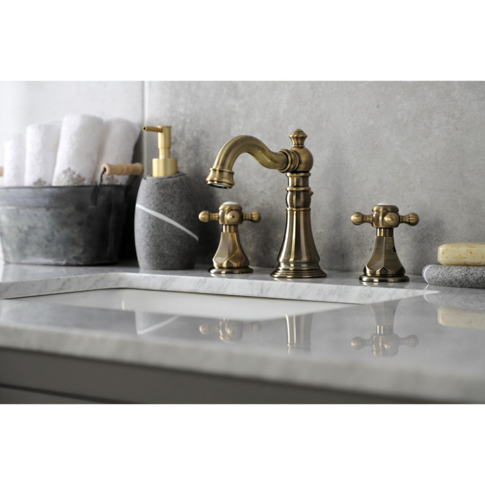 FSC19733BX Widespread Bathroom Faucet With Pop-Up Drain, Antique Brass