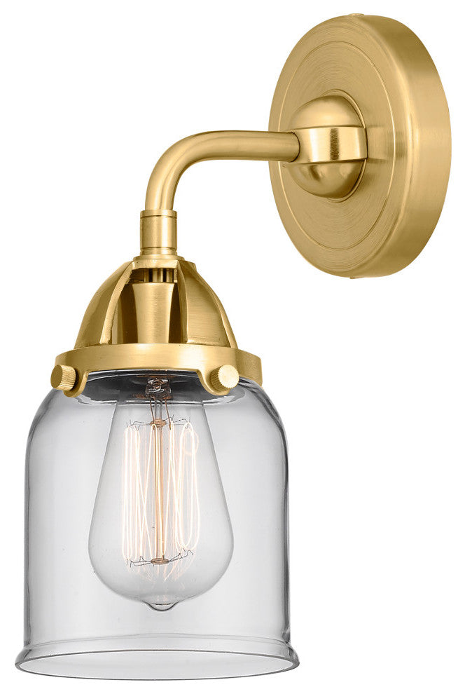 Small Bell Sconce, Satin Gold, Clear