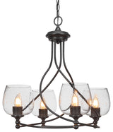 Capri 4-Light Chandelier, Dark Granite/Clear Bubble