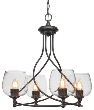 Capri 4-Light Chandelier, Dark Granite/Clear Bubble