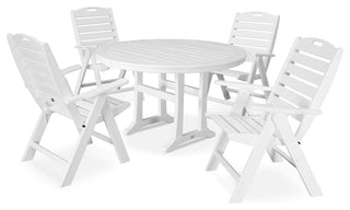 POLYWOOD 5-Piece Nautical Dining Set, White