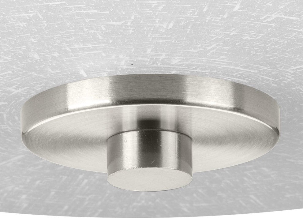 Progress Lighting 3-Light Foyer With White Linen Glass Bowl, Brushed Nickel