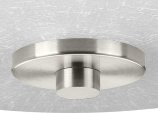 Progress Lighting 3-Light Foyer With White Linen Glass Bowl, Brushed Nickel
