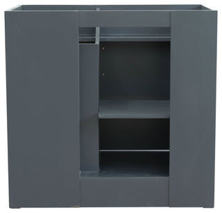 37" Single Sink Vanity, Dark Gray Finish With White Carrara Marble