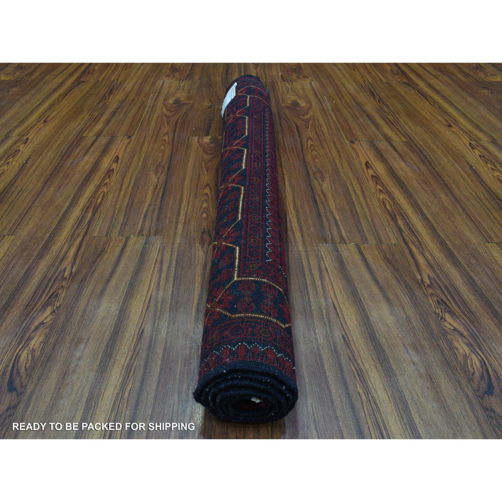 Deep and Saturated Red, Afghan Khamyab, Soft Wool Hand Knotted Rug, 3'4"x4'9"