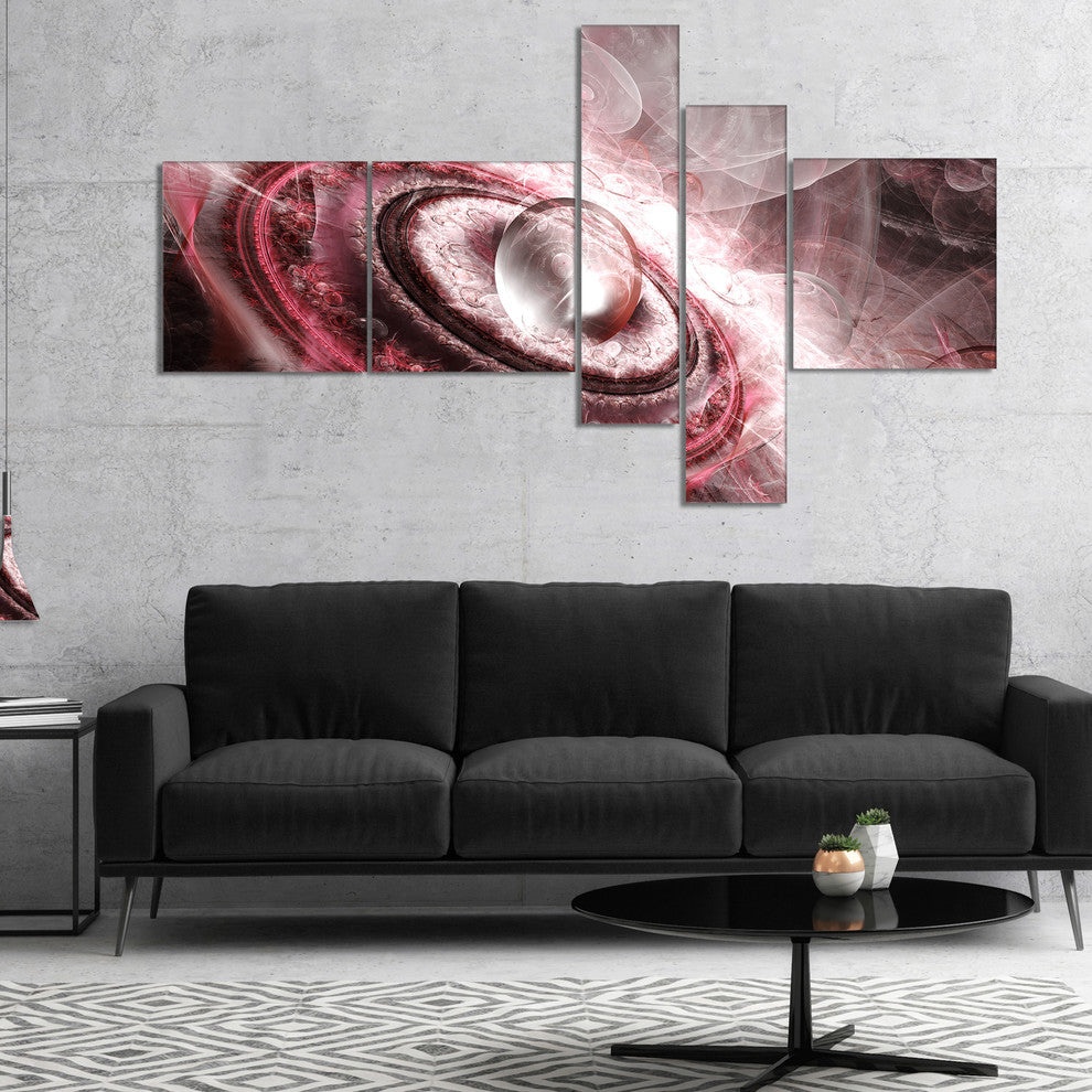 Crystal Rotating Flying Saucer, Floral Canvas Art Print, 60"x32", 5 panels