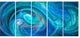 Dark Blue Fractal Abstract Texture, Abstract Canvas Wall Art, 60"x28", 5 Panels