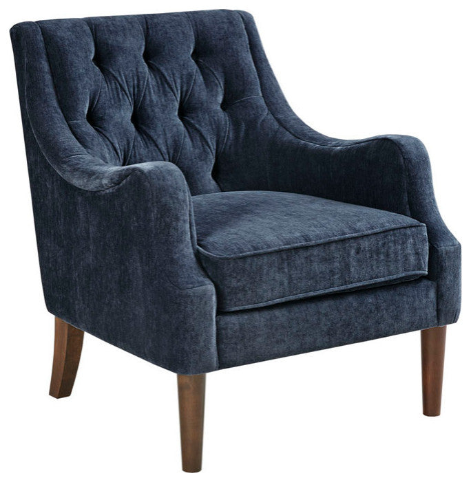 Madison Park Qwen Button Tufted Chair, Navy Blue