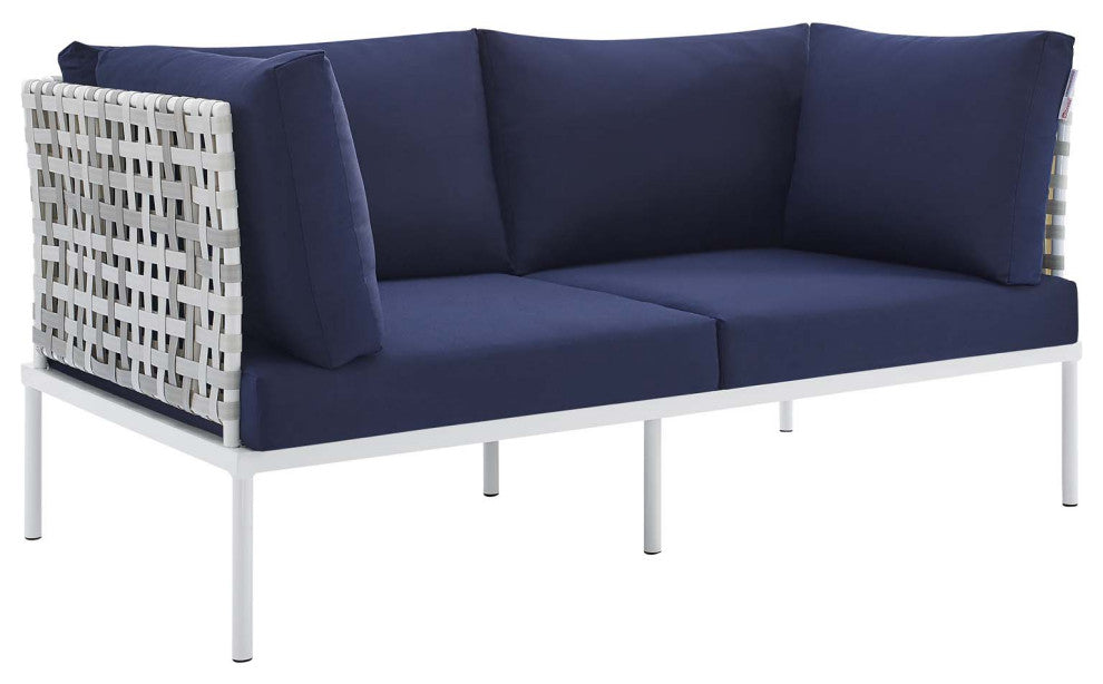 Harmony 4-Piece Sunbrella Basket Weave Outdoor Patio Aluminum Seating Set