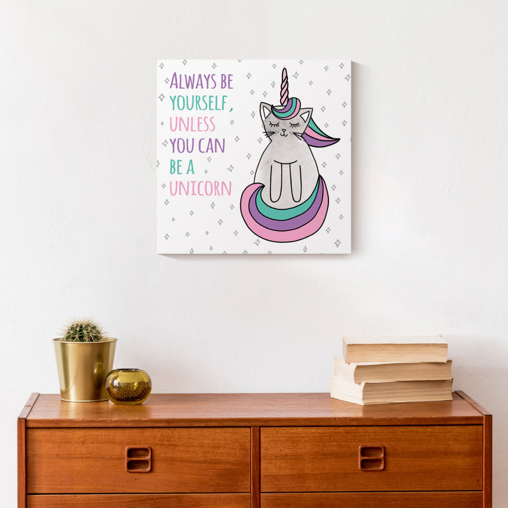 Be a Unicorn Cat 12x12 Canvas Wall Art