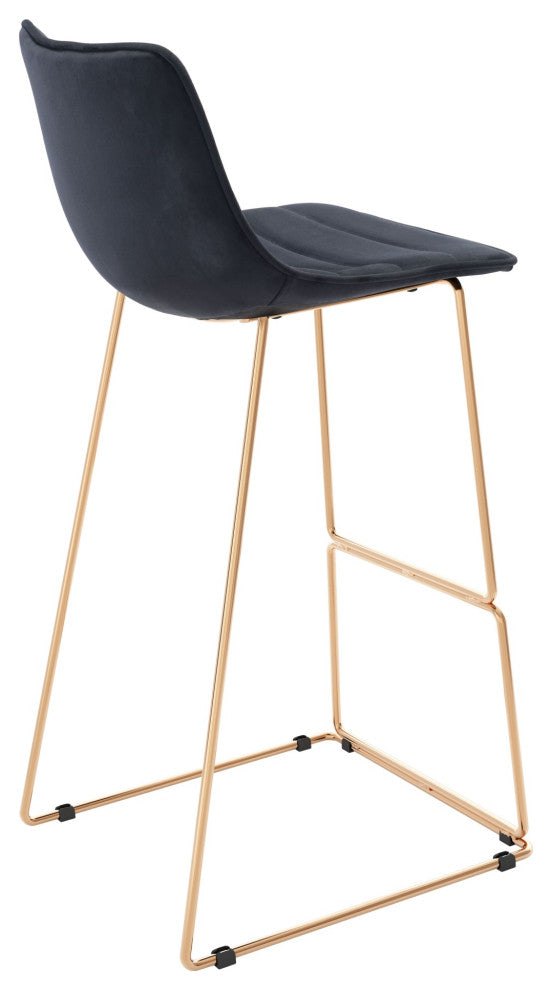 Bar Stool Chair Barstool, Set of 2, Steel Metal, Fabric, Black, Gold, Cafe