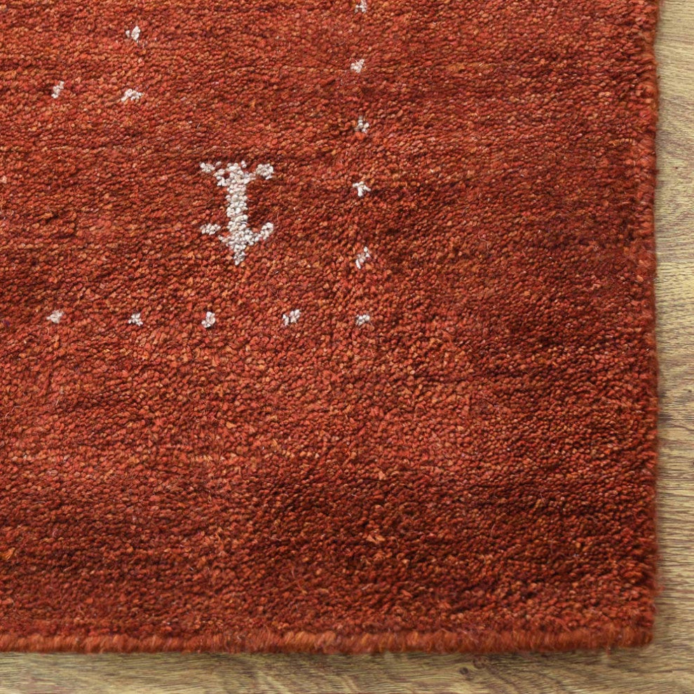 HAND KNOTTED LOOM SILK ECO-FRIENDLY AREA RUG -8'x10',Rectangle,Rust,Contemporary